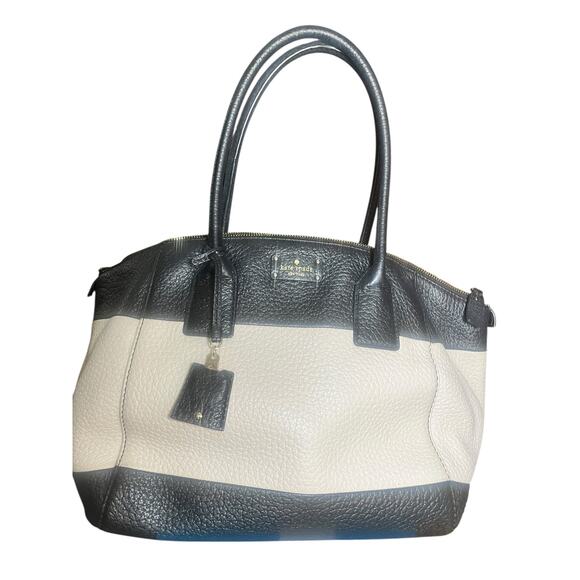 Kate Spade Kendall Court Henley Satchel Bag Blk/White Pebbled Leather - Picture 2 of 9